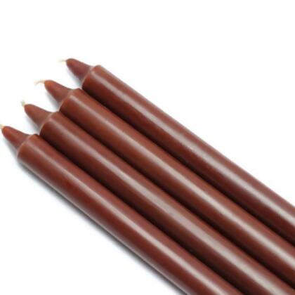 Jeco CEZ-102 10 in. Straight Taper Candles, Brown - 12 Piece 