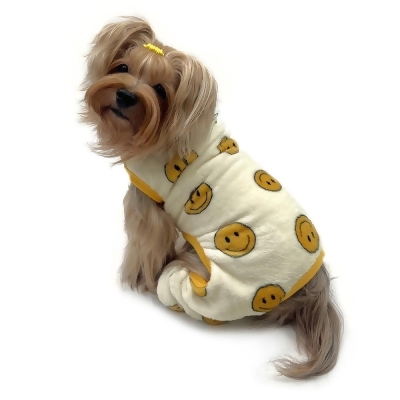 Klippo KBD101S Ultra Plush Happy Face Front Sleeveless Pajamas, Yellow - Small 