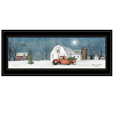 HomeRoots 404568 Winter on the Farm 2 Black Framed Print Wall Art, Earthtone 
