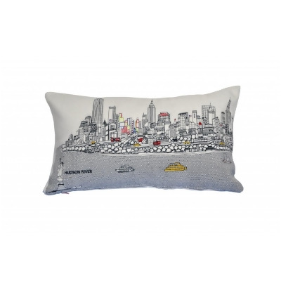 HomeRoots 482511 24 in. Nyc Daylight Skyline Lumbar Decorative Pillow, White 