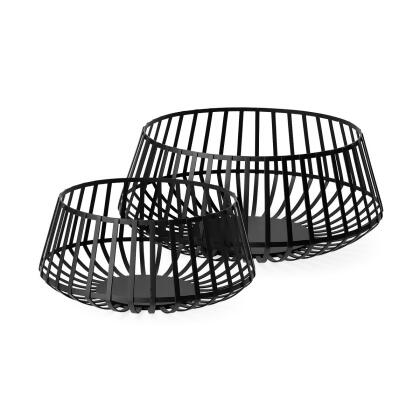 HomeRoots 392178 Metal Wire Decorative Bowls, Black - Set of 2 