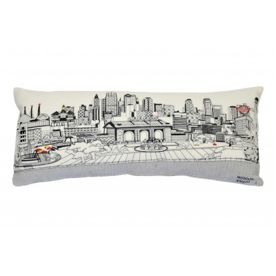 HomeRoots 482568 35 in. Kansas City Daylight Skyline Lumbar Decorative Pillow, White 