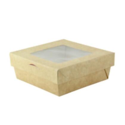 Packnwood 210KRBAK115K 4.5 x 4.5 x 1.6 in. 12 oz Bakeable Kray Box with PET Lid, Kraft - 100 Piece 