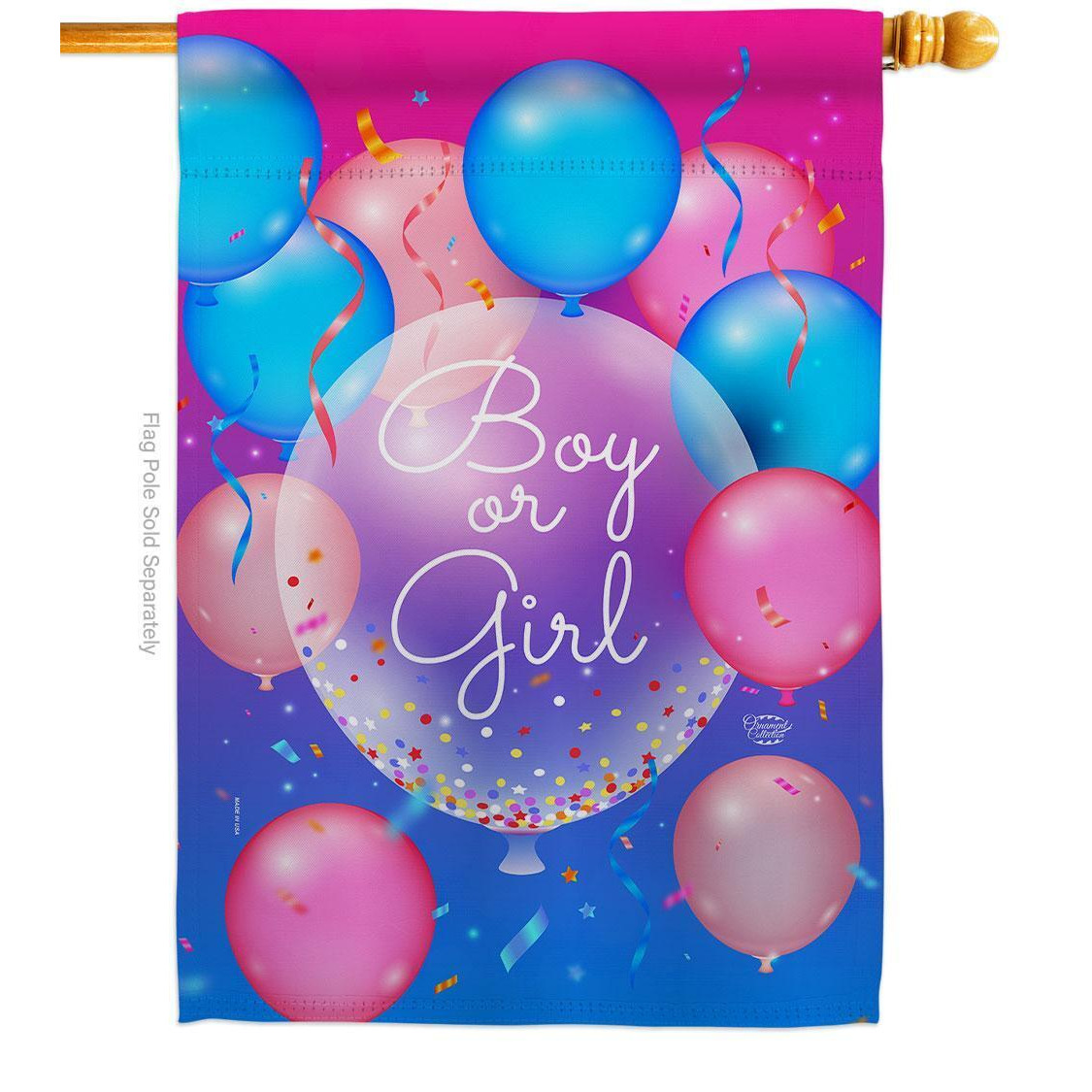 Ornament Collection H192675-BO Boy or Girl Celebration New Born Double-Sided Garden Decorative House Flag, Multi Color