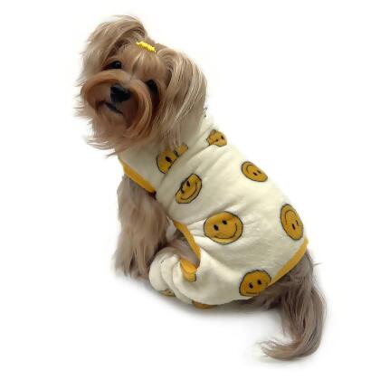 Klippo KBD101L Ultra Plush Happy Face Front Sleeveless Pajamas, Yellow - Large