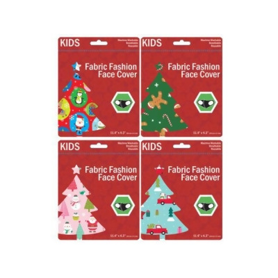 Kole Imports MO190-100 Kids Christmas Theme Washable Face Masks, 4 Assorted Design - Pack of 100 