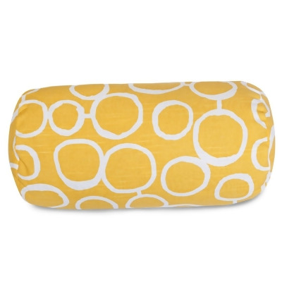 Majestic Home 85907246044 Fusion Yellow Round Bolster Pillow, 18.5 x 8 in. 