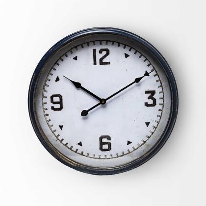 HomeRoots 376255 16 in. Round Large Modern Wall Clock, Blue