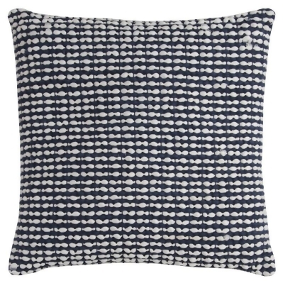 HomeRoots 403212 Navy Textured Weaving Pattern Throw Pillow, White 