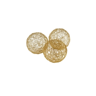 HomeRoots 373740 3 x 3 x 3 in. Gold Iron Wire Spheres, Box of 3 