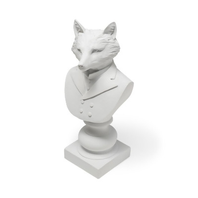 HomeRoots 392390 Resin Suited Fox Bust Decor Piece, White 