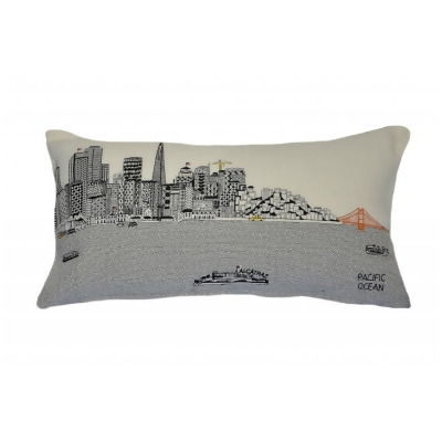 HomeRoots 482519 24 in. San Francisco Daylight Skyline Lumbar Decorative Pillow, White 