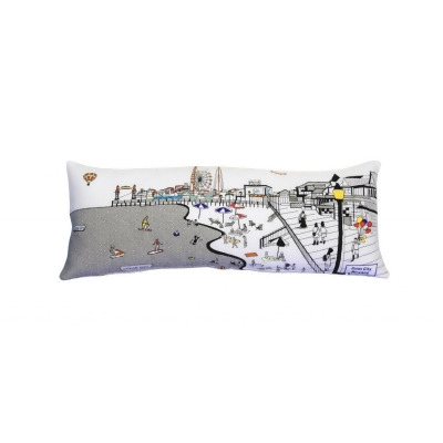 HomeRoots 482596 35 in. Ocean City Maryland Daylight Skyline Lumbar Decorative Pillow, White 