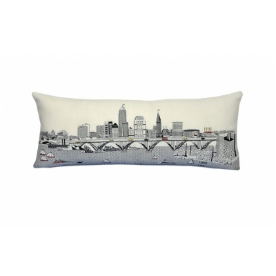 HomeRoots 482550 35 in. Cleveland Daylight Skyline Lumbar Decorative Pillow, White 