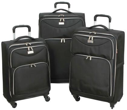 Geoffrey Beene GB3682-3 Ultra Light-Weight Midnight Spinner Luggage Set, Black