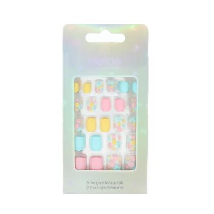 Helios PW3D1594 Kids Artificial Nails, Pastel Flowers