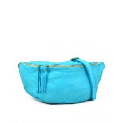 Italian Artisan 135-WPFM135-Turquoise Unisex Handcrafted Vintage Washed Leather Belt Shoulder Bag, Turquoise - Small 
