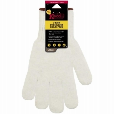 KO International 105856 Poly Glove, White - Large - Pack of 3 