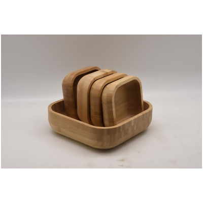Heim Concept HC-SB051S5B Rectangular Bamboo Dessert Bowls, Brown - 5 Piece 