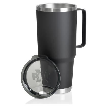 Maxam KTXTUM44HBLK 44 oz Double Vacuum Wall Stainless Steel Tumbler with Lid, Black 