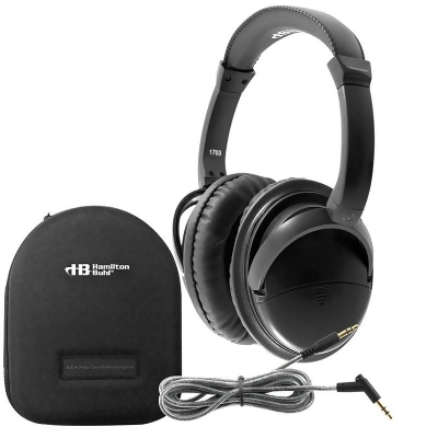 Hamilton Electronics HECNCHBC1 Deluxe Active Noise-Cancelling Headphones with Case, Black 