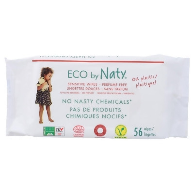 Naty Eco by Naty KHLV00266344 Sensitive Unscented Baby Wipes, 56 Count 