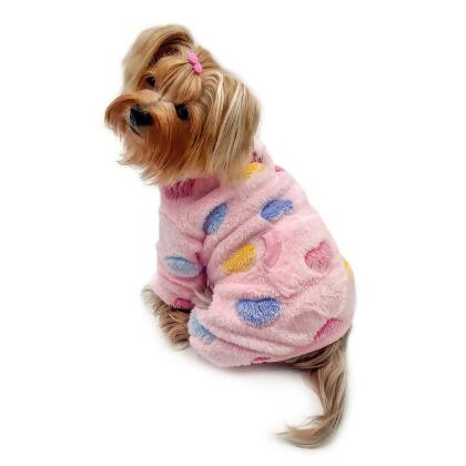 Klippo KBD094L Ultra Plush Colorful Hearts Turtleneck Pajamas, Pink - Large