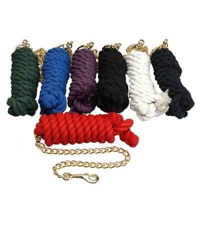 Jacks 1307-WH Cotton Lead Rope with Brass Plated Snap, White 