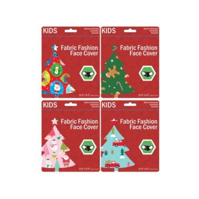 Kole Imports MO190-200 Kids Christmas Theme Washable Face Masks, 4 Assorted Design - Pack of 200 