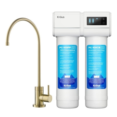 Kraus FS-1000-FF-100BG Purita 2-Stage Under-Sink Filtration System with Single Handle Drinking Water Filter Faucet, Brushed Gold 