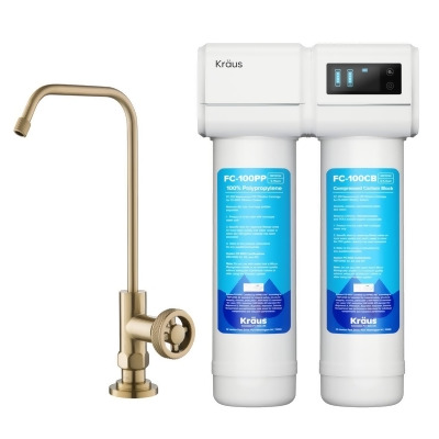 Kraus FS-1000-FF-101BG Purita 2-Stage Under-Sink Filtration System with Urbix Single Handle Drinking Water Filter Faucet, Brushed Gold 
