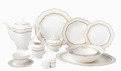 Lorren Home Trends Charlotte 57 Piece Bone China Charlotte Dinnerware Set, Service for 8 
