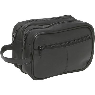 Le Donne Leather LD-8010-BL Unisex Toiletry Bag, Black 