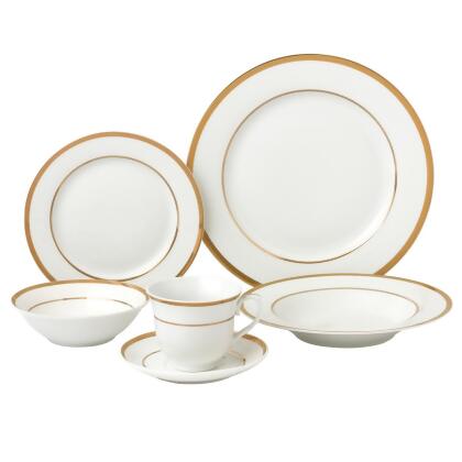 Lorenzo Import LH431 24 Piece Porcelain Dinnerware Service, Gold - for 4 Josephine 