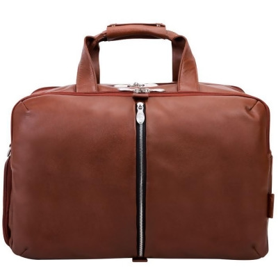 McKlein USA 18904 22 in. U Series Avondale Leather Triple Compartment Carry-All Travel, Laptop Duffel Bag, Brown 