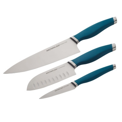 Rachael Ray 47756 Cutlery Japanese Stainless Steel Chef Knife Set - Teal, 3 Piece 