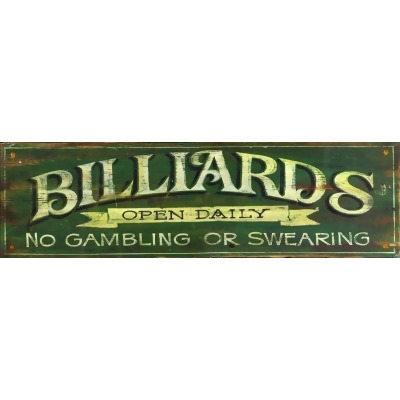 HomeRoots 401596 Distressed Billiards Open Daily Wall Art, Green 