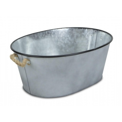 HomeRoots 399667 9.5 x 24 x 17.5 in. Farmhouse Silver Metal Bucket with Rope Handle, Gray 