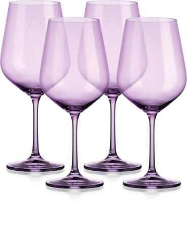 HomeRoots 485156 Translucent Large Wine Glasses, Purple - Set of 4 