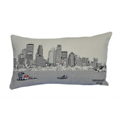 HomeRoots 482507 24 in. Minneapolis Daylight Skyline Lumbar Decorative Pillow, White 