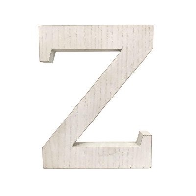 HomeRoots 478378 16 in. Distressed Wooden Initial Letter Z Sculpture, White Wash 