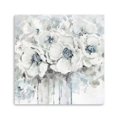 HomeRoots 398875 40 in. Winter Blues Flower Canvas Wall Art, White 