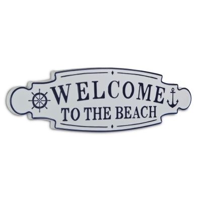 HomeRoots 399599 36 in. Welcome to the Beach Metal Wall Plate, White 