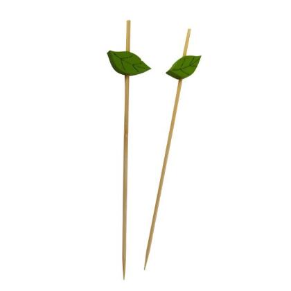 Packnwood 210BBLEAF12 4.7 in. Skewers with Wooden Leaf, Bamboo 