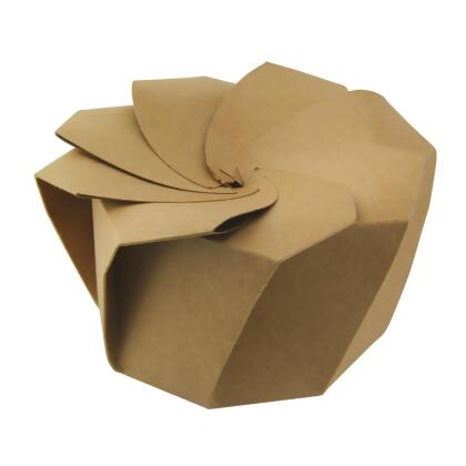 Packnwood 210GAMI750K 4.7 x 3.2 in. Paperboard Salad Cup with Origami Folding Lid, Kraft 
