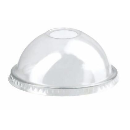 Packnwood 210GKLD78DX 3 in. 9 oz Dome Lid for Cup with Straw Hole, White 