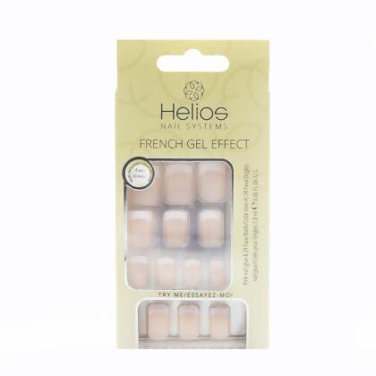 Helios FD0016 French Gel Effect Artificial Nails, Pink - Square Short Shape