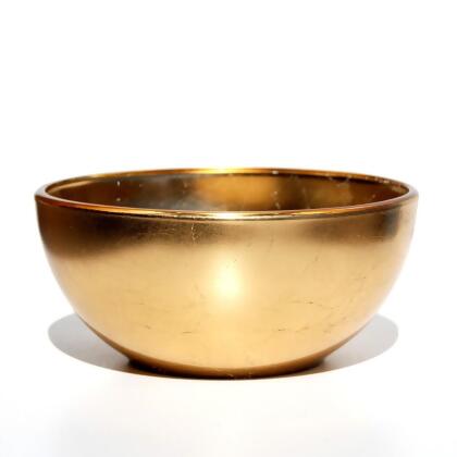 Red Pomegranate Collection 8418-1 6 in. Gilt Gilded Glass Side Bowl, Gold 