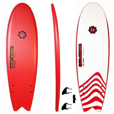 Liquid Shredder FSEZ510-RD 5 ft. x 10 in. Retro Fish Surfboard, Red 