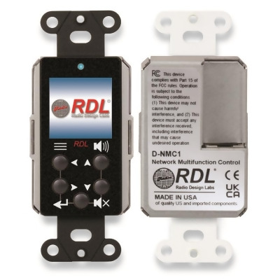Radio Design Labs RDL-DB-NMC1 Multi-Function Remote Control Dante Wall Plate with Screen, Black 